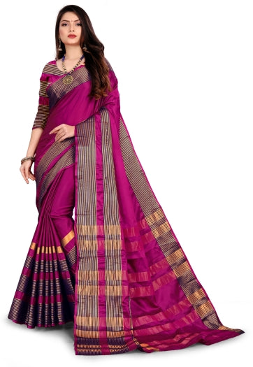 Striped Fashion Cotton Silk Saree