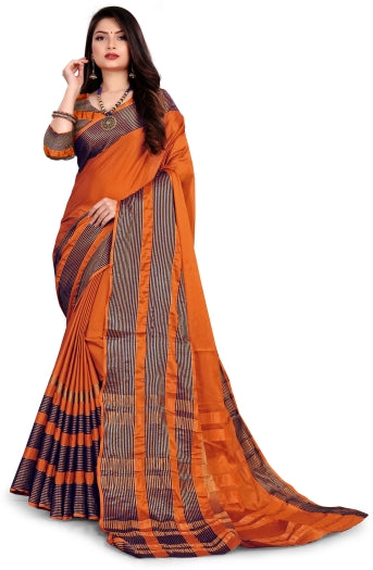 Striped Fashion Cotton Silk Saree