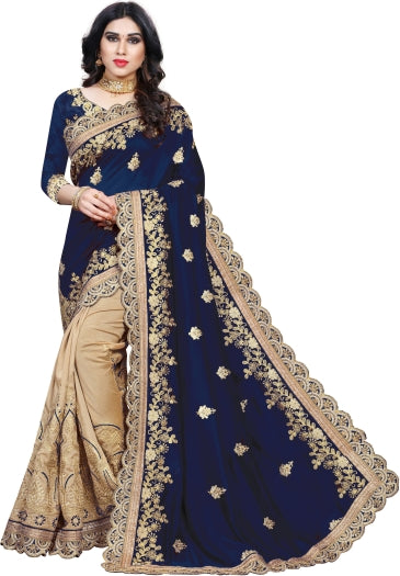 Fashion Embroidered Bollywood Silk Blend Saree