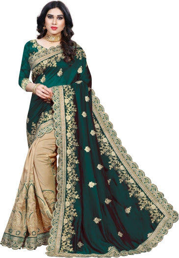 Fashion Embroidered Bollywood Silk Blend Saree