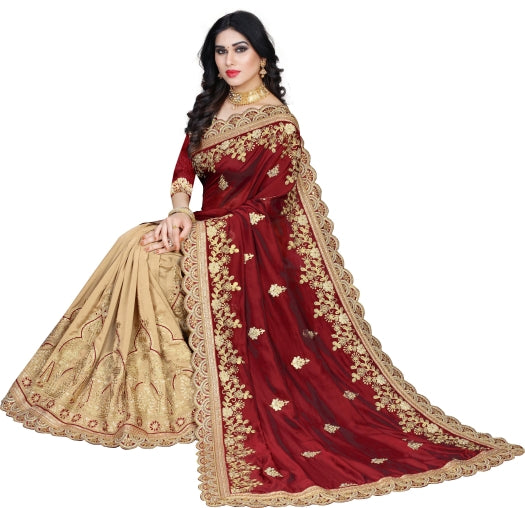 Fashion Embroidered Bollywood Silk Blend Saree