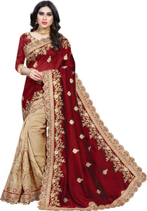 Fashion Embroidered Bollywood Silk Blend Saree