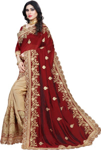 Fashion Embroidered Bollywood Silk Blend Saree