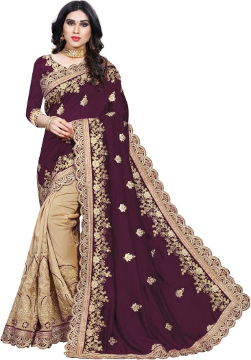 Fashion Embroidered Bollywood Silk Blend Saree