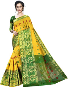 Printed Kanjivaram Silk Blend, Cotton Blend Saree