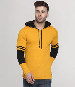 Men Hooded Neck Striped T-Shirt