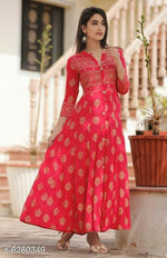 Load image into Gallery viewer, Women&#39;s Printed Rayon Long Anarkali Kurtis.
