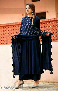 Women's Solid Anarkali Kurta With Palazzos.