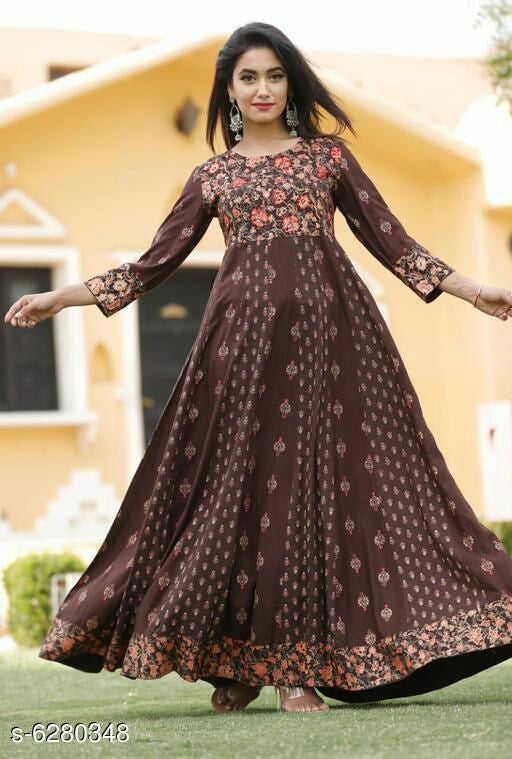 Straight Kajal Style Rayon Long Designer Kurtis With Plazzo at Rs 550/piece  in Surat