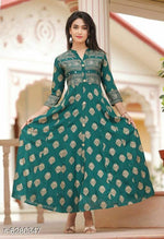 Load image into Gallery viewer, Women&#39;s Printed Rayon Long Anarkali Kurtis.
