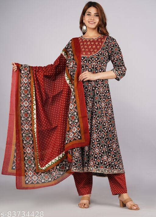 Stunning Kurta Dupatta And Bottom Set