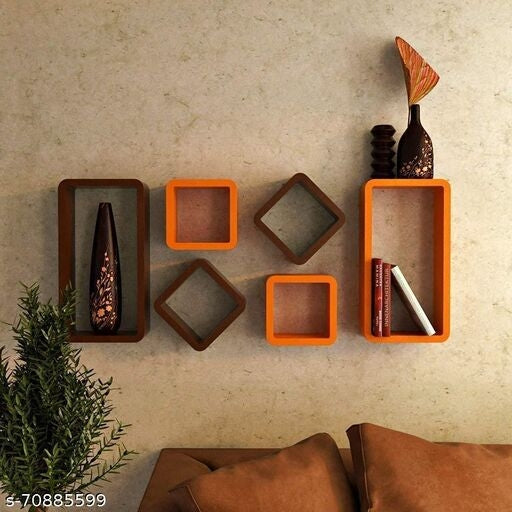 Cube Shape Floating Wall Mounted Shelf Rack