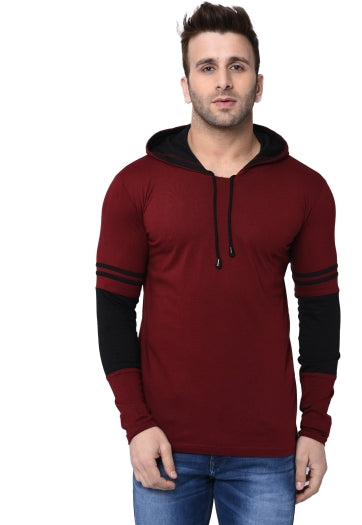 Men Hooded Neck Striped T-Shirt