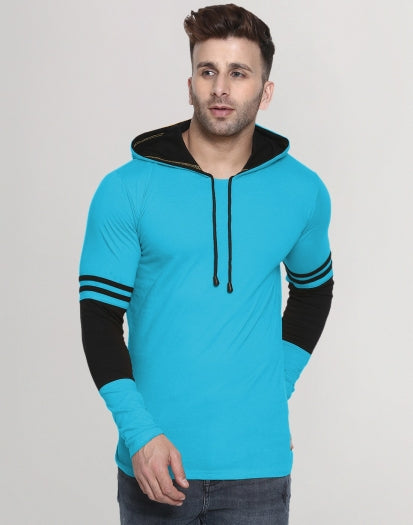 Men Hooded Neck Striped T-Shirt