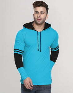 Men Hooded Neck Striped T-Shirt